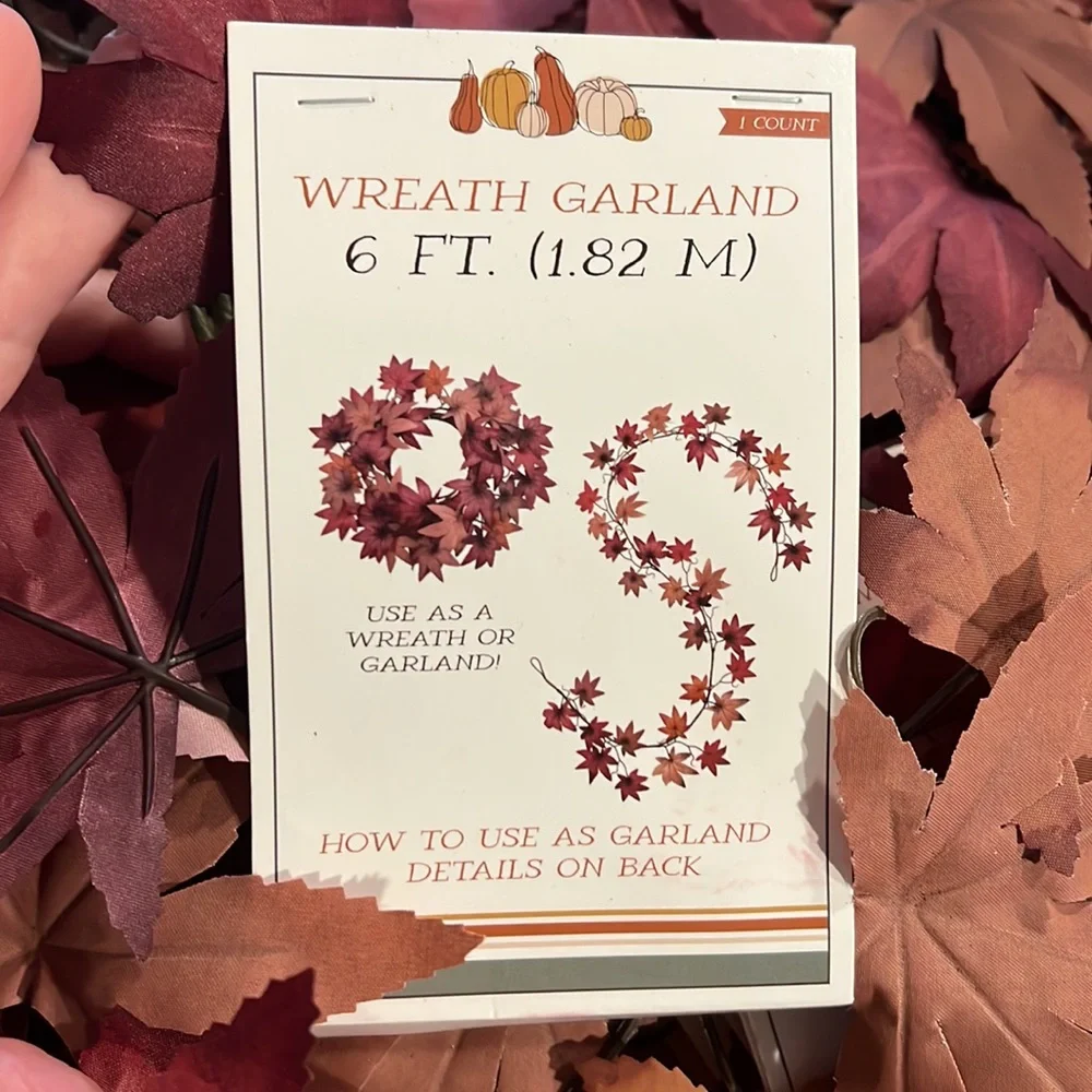 NWT 4pks of 6ft Red/brown/orange Leaf wreath Garland (24ft Total)